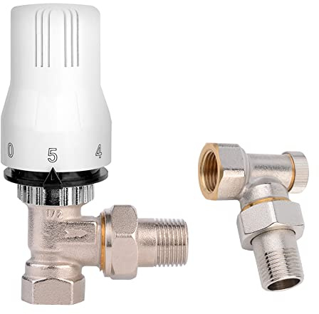 S SIENOC Robinet thermostatique, tête thermostatique, radiateur - Kit de raccordement à vis (1/2 - Kit thermostatique d'angle + RLV)