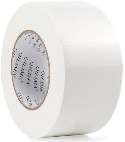 QILIMA Ruban Adhésif Toilé Blanc,ruban adhésif americain de réparation d'étanchéité,48mm x 45m Gaffa Tape pour les réparations, le bricolage, l'artisanat, Utilisable à l’intérieur et à l’extérieur