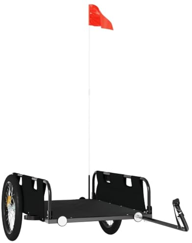 vidaXL Rimorchio da Bici Nero Oxford e Ferro, rimorchio per Bicicletta, rimorchio per carico da Bicicletta, Passeggino per Bici