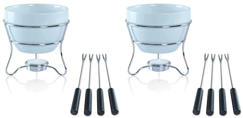 Chocolate Fondue Pot Butter warmer Bowl Set with 4 Dipping Forks & Tea Light Holder – For the Perfect Melted,Chocolate & Cheese Serving fondue set valentines day gifts (2)