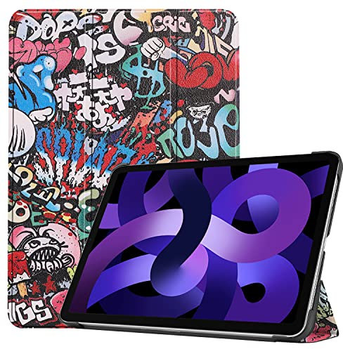 Palizufio Hülle für iPad Air 5/Air 4 10.9 2022&2020,Schlank Leicht PU Leder Tasche Schutzhülle Flip Folio Dreifach Ständer Klapphülle Abdeckung mit Auto Wecken/Schlafen,Graffiti