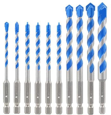 BRSCHNITT Juego de brocas para mampostería, juego de brocas de hormigón para vidrio/ladrillo/plástico/cemento/madera/azulejos.