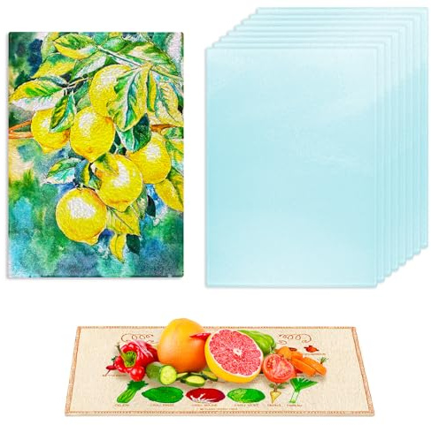 10 Pack Sublimation Glass Cutting Board Blanks, 11x7.87 Heat Thermal Transfer Sheet DIY Picture Chopping Board, Textured Blank Cutting Boards for Kitchen Countertop