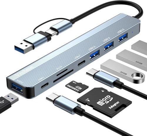 Hub USB C 3.0, Hub USB C 8 in 2 Adattatore, Adattatore Multiporta Hub con USB 3.0, USB 2.0, Lettore Schede SD/TF, Hub Usb C Per per Macbook Air/Pro, Galaxy, Ipad, Windows, Laptop, Desktop, PS4/PS5