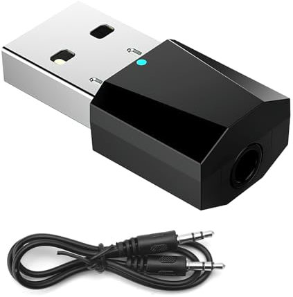 Adattatore Bluetooth ricevitore Bluetooth portatile USB 5.1 con cavo Audio da 3,5 mm ricevitore Audio con uscita AUX/USB trasmettitore Bluetooth e ricevitore per impianto Stereo Auto TV