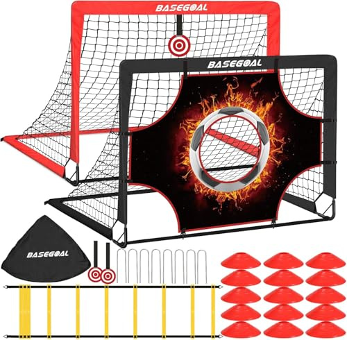 BaseGoal 3 en 1 Cage de Foot Pliable avec Cible, Cônes, échelle d'agilité