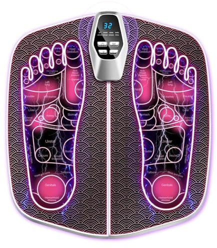 IUHFSIFS Fußmassagegerät 【Fortschrittliche EMS - Technologie】【Tiefenmuskelaktivierung - Schnelle Erholung】EMS Fussmassagegerät Mit 8 Massageprogramme 32 Intensitätsstufen, Foot Massager