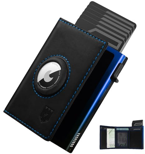 DODENSHA® MagSnap Airtag Wallet Uomo I Custodia per carte di credito Uomo I Smart Wallet per 10+ carte I Portafoglio con scomparto portamonete I Portafoglio con AirTag