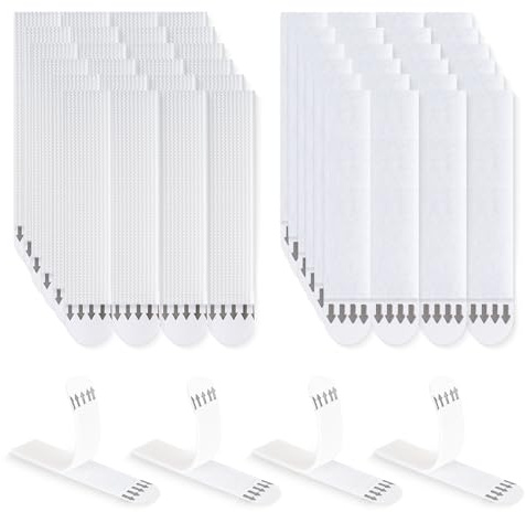 LLPT Kraftiga tavelhängningsremsor avtagbara | 24 par (48 remsor) | Stor 19 x 94 mm | Bildhängare utan naglar | avtagbara självhäftande remsor | för väggaffischer foton (LW19924) | vit