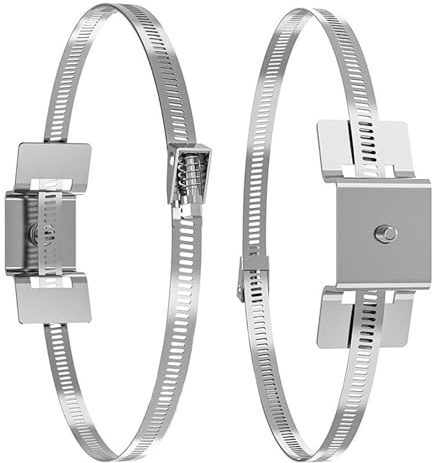 Yulokdwi Attaches Pour Poteaux,2 Pièces Collier de Bandeau pour Panneau de Signalisation Routière - Quincaillerie Métallique Réglable pour Caméras Boîte aux Lettres Panneau Solaire Chauffe Eau
