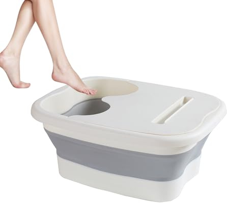 1 vasca per piedi, 40 x 32 x 17 cm, a prova di perdite, secchio pieghevole per pedicure, bacinella massaggiante ergonomica sul fondo, secchio portatile e da bagno per atleti, viaggi