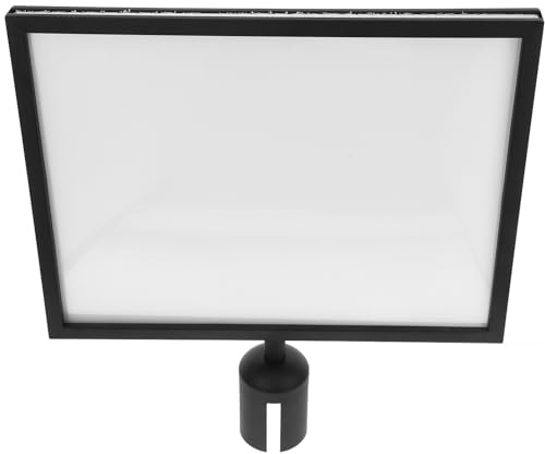 STOBAZA Small Stanchion Sign Holder for Queue Barriers Double-Sided Vertical Portrait Frame Easy Installation Retractable Belt Posts for Airports Banks Retail and Event Crowd Control