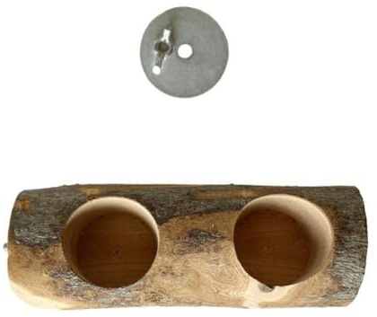 Toyvian Comedero para Pájaros de Madera de Manzano Grande Soporte Fijo de Tornillo, Recipiente para Alimentación de Loros y Cacatúas, Accesorio Duradero para Jaulas de Aves