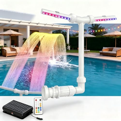 AURIVEE Fontana Solare Doppio Getto LED 360 Regolabile RGBIC Ricarica Solare USB Telecomando App Piscina Fuori Terra Interrata