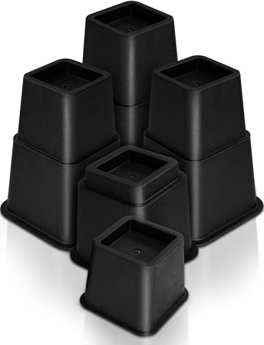 Utopia Bedding 8 piedistalli regolabili (4 alti, 4 corti) - Rialzi poco ingombranti per letto, tavolo e divano (8-20 cm) (nero)