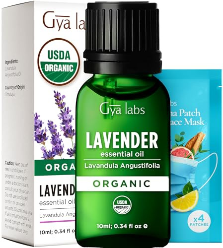 Gya Labs Organic Lavender Essential Oil for Diffuser & Skin - Therapeutic Grade Calming Organic Lavender Oil for Aromatherapy & Relaxation - Lavender Oil Organic for Hair Growth (0.34 fl oz)