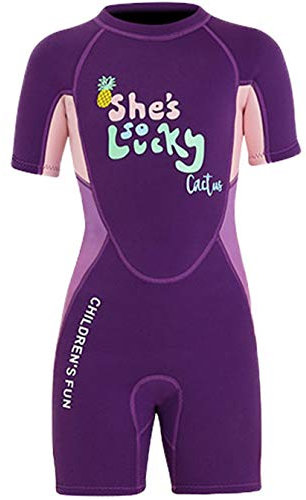 Kinder Mädchen Jungen Neoprenanzug 2.5MM Neopren Kurzarm Wäremehaltung Tauchanzug UV-Schutz Badeanzug für Wassersport Diving Suit M