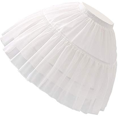 Amosfun White Petticoat Tutu Skirt Adjustable Hoops Ball Dress Short Half Slip Dress Underskirt 46 x 50 cm for Women Girls Lolita Cosplay Supplies