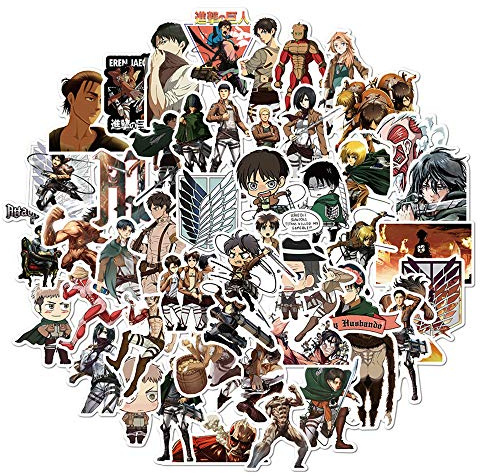 50 st Attack on Titan-klistermärke cool anime-klistermärke vinyl vattentät klistermärke tonåring anteckningsbok vattenkokare skateboard gitarr