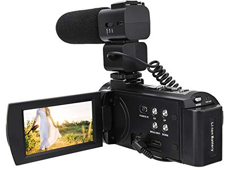 Shanrya Cámara 4K, Cámara de Video Profesional Cámara WiFi Videocámara Digital HD Cámara de Video con Pantalla Táctil de 3.0 Pulgadas, Cámara de Visión Nocturna para(Estándar + micrófono + batería)