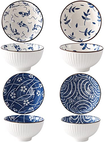 TuYines Cereal Bowl Set,Porcelain Dessert Bowls, Soup Bowls,Dessert Ceramic Rice Bowl,4.75 Inch Serving Bowl for Rice,Ice Cream,Soup,Breakfasts,Noodles, Microwave and Dishwasher Safe