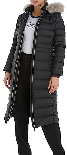 Tommy Hilfiger Damen Daunenmantel With Fur Winter, Schwarz (Black), XXS