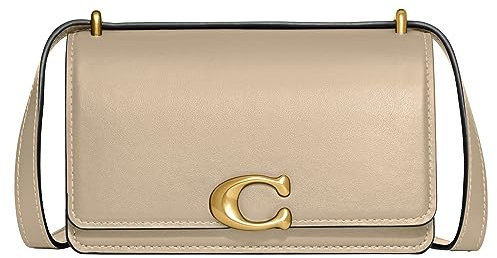 COACH Luxe Bandit Umhängetasche aus Kalbsleder für Damen bietet fallendes Schulter-Design, verstellbarer Riemen, Elfenbein, Einheitsgröße