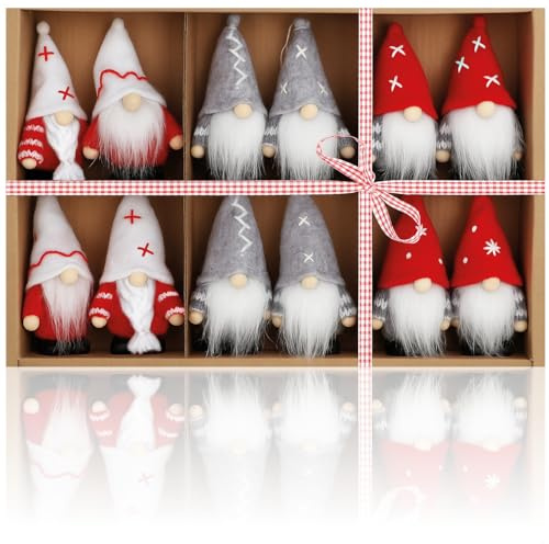 COM-FOUR® 12x Colgantes Premium de Papá Noel para el árbol de Navidad, encantadores Colgantes de Figuras de árboles de Navidad como tapices para árboles
