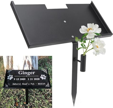 Topyond Soporte para Lápidas de Perro y Gato, 30x15cm Lápida de Hierro para Tumbas de Mascotas, Base para Placa Funeraria, Soporte para Piedra Conmemorativa al Aire Libre Personas y Mascotas Queridas