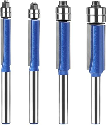 4 St Spoltrimsbitsset 6 Mm Skafttopp Dubbla Lager Rak Fräs Professionellt Träbearbetningsverktyg med Förvaringslåda