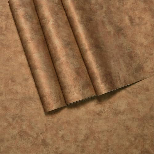 BAYYA Mid Century Modern Wallpaper Copper Peel and Stick Wallpaper Gold/Orange/Brown Industrial Wall Paper 16x118 Rust Vintage Metallic Concrete Contact Paper for Bedroom Bathroom Living Room Wall