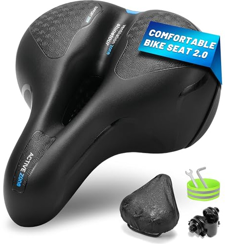 CDYWD Sella Bici Comoda Uomini & Donne, Ampio, Morbido, Memory Foam Ispessito Ergonomico Sellino Bici, Sostituzione Universale Sella Bici per MTB, Bici da Trekking, Bici da Città, Ebike, Cyclette