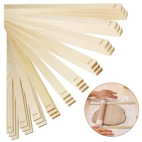reamhome 30 delar keramik undervisning rullande lerpinnar trä lera roller guide lera verktyg trä kavel guide pinne set
