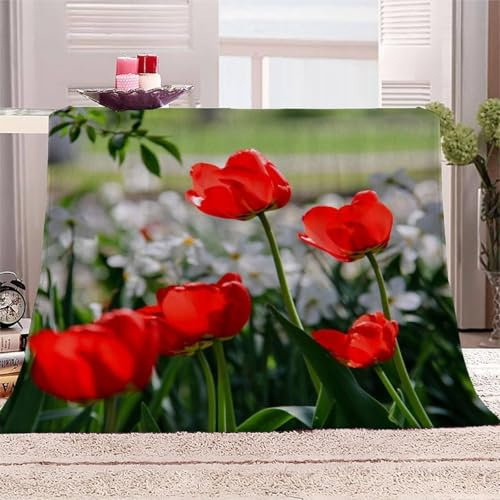 Rot Kuscheldecke Flauschig 130x150cm Blumen Fleecedecke Weich Sofadecke Warm Bettdecke Decken Wohndecke Tagesdecke Sofaüberwurf Decke Couchdecke Bettüberwurf K237