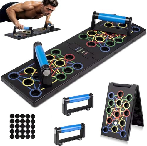 24 in 1 Faltbare Tragbare Push Up Board, Liegestütze Brett, Multifunktionales Fitnessgerät für Ganzkörpertraining, Effektive Liegestützgriffe & Muskelaufbau im Home Gym