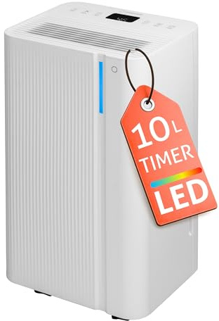 Turbionaire LEVI 10 Avfuktare, 10 l/24h, Tyst 38 dB, 1.8L Vattentank, Digital Pekskärm, LED-Fuktighetsindikator, Timer, Auto-Restart
