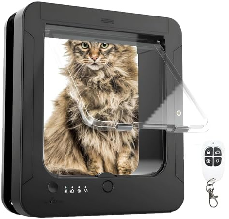 Smart Automatic Electronic Cat Flap Door - Microchip Rfid Cat Door for Cats & Small Dogs, with 2 Sensor Collars and 1 Remote Control, Opening Size: 7 7/8 X 7 1/2, for Pets