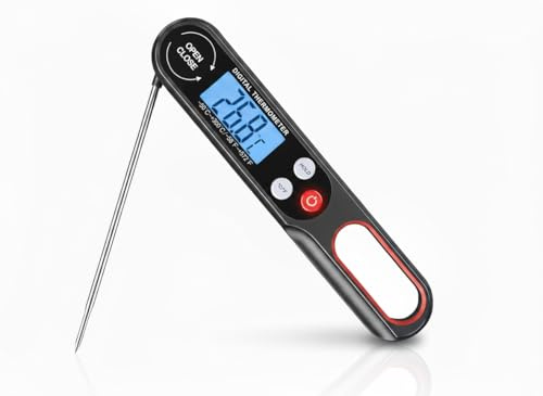 Digital Meat Thermometer with Backlight for Grill and Air Fryers. Wireless Instant Read Cooking Thermometer with Long Probe. Digital Meat Food Probe for Kitchen, Outdoor Grilling, BBQ, Water & Jam.