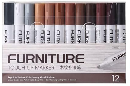 Wood Markers - 12 Colors Scratch Cover Removers, Hardwood Floor Repair Pen | Fix Scuffs, Stains, Cracks, Wear, and Paint Chips, Marker for Home and Office Use