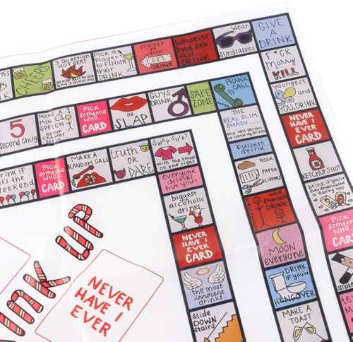 ANCLLO Juegos de Mesa para Beber para Adultos, Divertido Juego de Fiesta para reuniones con tapete, Cartas, Dados y peones