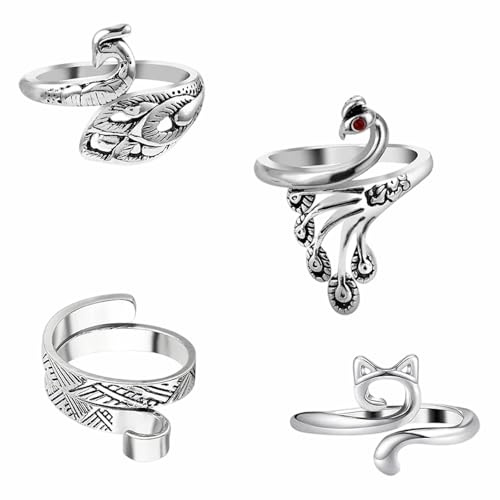 ANYUANKW 4 Pièces Anneaux de Crochet Réglables Anneaux de Tricot en Métal Boucle de Guide de Fil pour Doigts pour Mère Grand-Mère Accessoires Outils de Couture