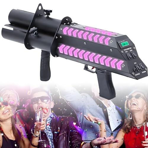 Macchina spara coriandoli Cannone spara coriandoli elettrico, pistola spara coriandoli, con luce a LED, per feste, club, matrimoni, atmosfera da bar professionale.