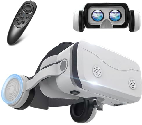 Cuffie per realtà virtuale compatibile con iPhone, Samsung, Android da 4,7 a 7,2 pollici, occhiali VR con luci blu per giochi, film e video con telecomando, cuffie 3D VR per bambini e adulti
