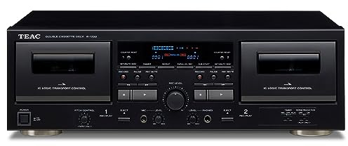 TEAC W-1200B Dual Cassette Deck with Recorder with USB Pitch Control Karaoke-Mic-in and Remote