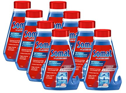 SOMAT 5in1 Intensiv-Maschinenreiniger (8 x 250 ml), Spülmaschinenreiniger flüssig zur Tiefenreinigung, mit Entkalkungsfunktion für hygienische Sauberkeit und längere Lebensdauer