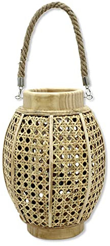 DARO DEKO Rattan Laterne Natur Ø24 x 38cm - Windlicht