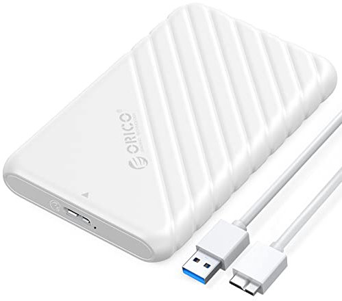ORICO 2,5 Zoll Festplattengehäuse mit USB 3.0 Kabel Werkzeugloses Externes HDD Gehäuse für 2,5 Zoll SATA SSD und HDD in Höhe 9.5mm 7mm,UASP Trim unterstützt,Weiß (25PW1-U3)