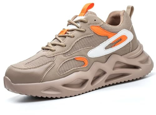 Annvia Arbeitsschuhe Herren S1 Leicht Sicherheitsschuhe Damen Stahlkappenschuhe Atmungsaktiv rutschfeste Arbeitsturnschuhe Schutzschuhe mit Stahlkappe Gelb größe 41