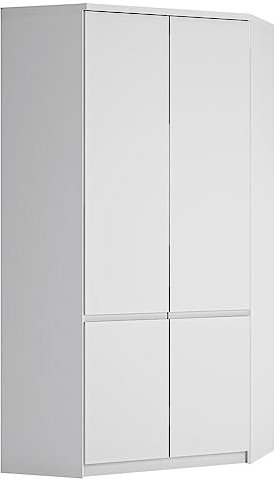 Lomadox Kleiderschrank Eckkleiderschrank in weiß, B/H/T ca. 95/200/95 cm
