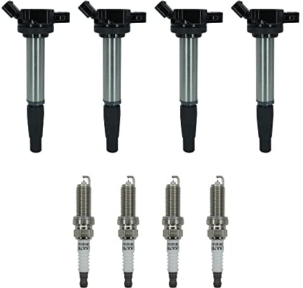 Marsram Ignition Coil Pack UF596 & Double Iridium Spark Plug 4912 for 2009 2010 2011 Toyota Corolla Matrix Prius 2012 2013 2014 2015 2017 Lexus Scion IM XD Pontiac Vibe 1.8L L4 UF619 90919-02258